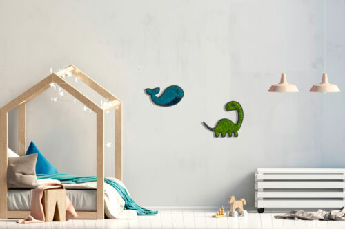 Moosbild Wal und Dino im Kinderzimmer
